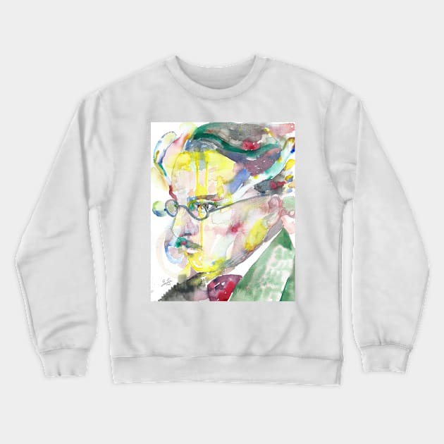 FERNANDO PESSOA - watercolor portrait .5 Crewneck Sweatshirt by lautir